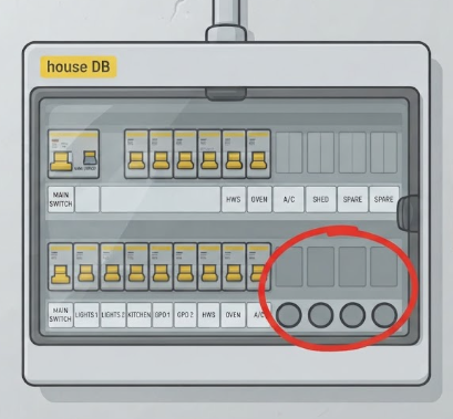 Space in existing electrical board